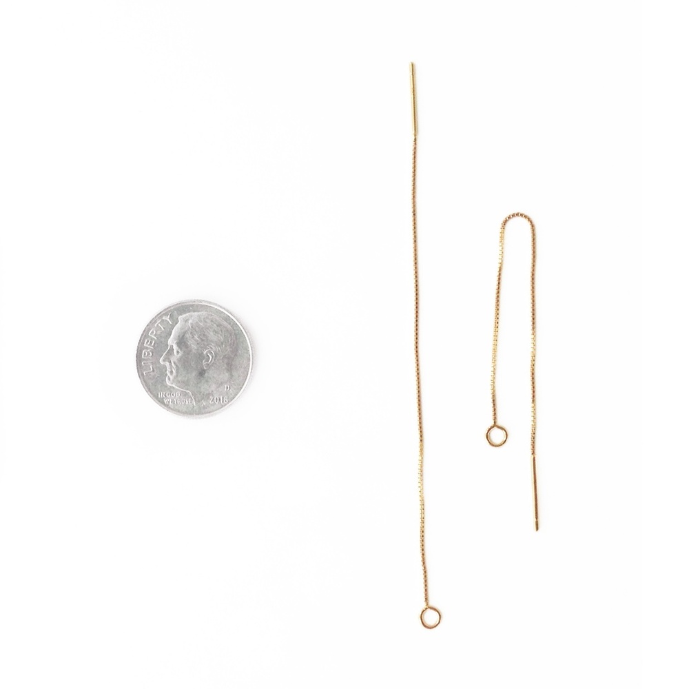 Earrings Threader Box Chain Gold - Picture 2 of 2